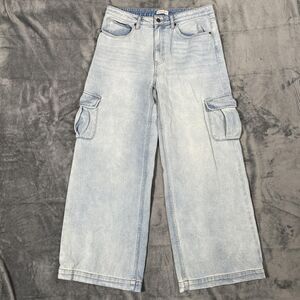 Oliver Logan Madison Wide Leg Cargo Jeans Womens 30 Blue Light Wash High Rise